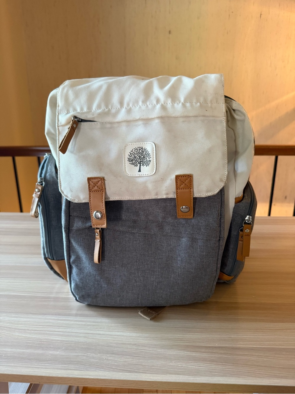 Parker Baby Co. Diaper Bag Backpack with Changing Pad - Cream